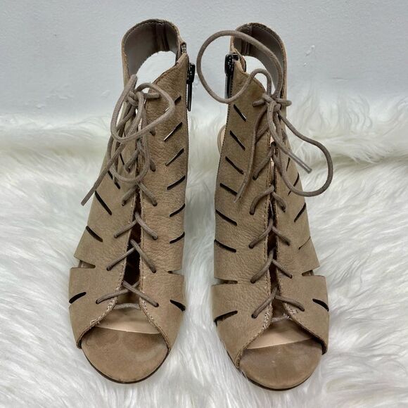 Vince Camuto tan open toe heel sandal 6.5 M Laced-up, sling back. - Picture 5 of 8